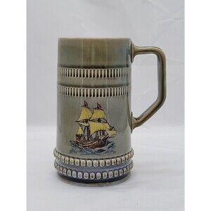 Rare Vintage Wade Ireland Beer Stein Mug With Sail Boat With Yellow Sails